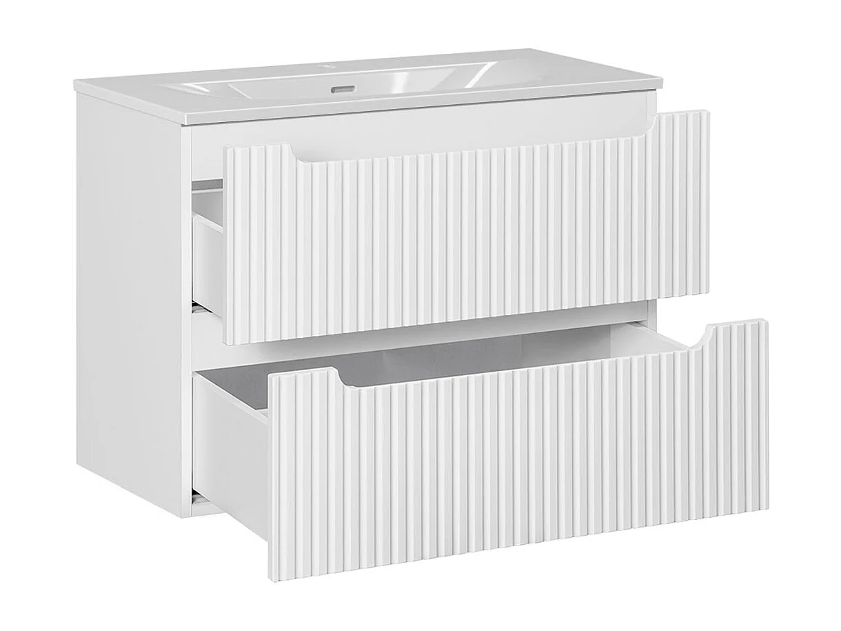 Enkelt håndvask 80 cm med 2 skuffer Riva White