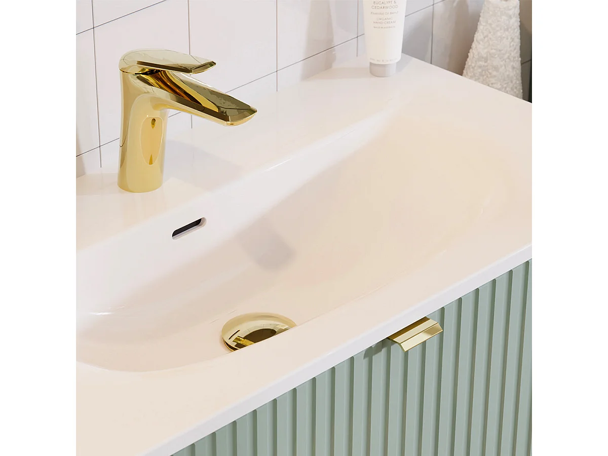 Meuble simple vasque encastrée 80cm 2 tiroirs Riva Blanc