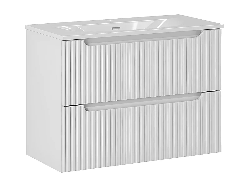 Enkele wastafel 80cm 2 lades Riva Wit