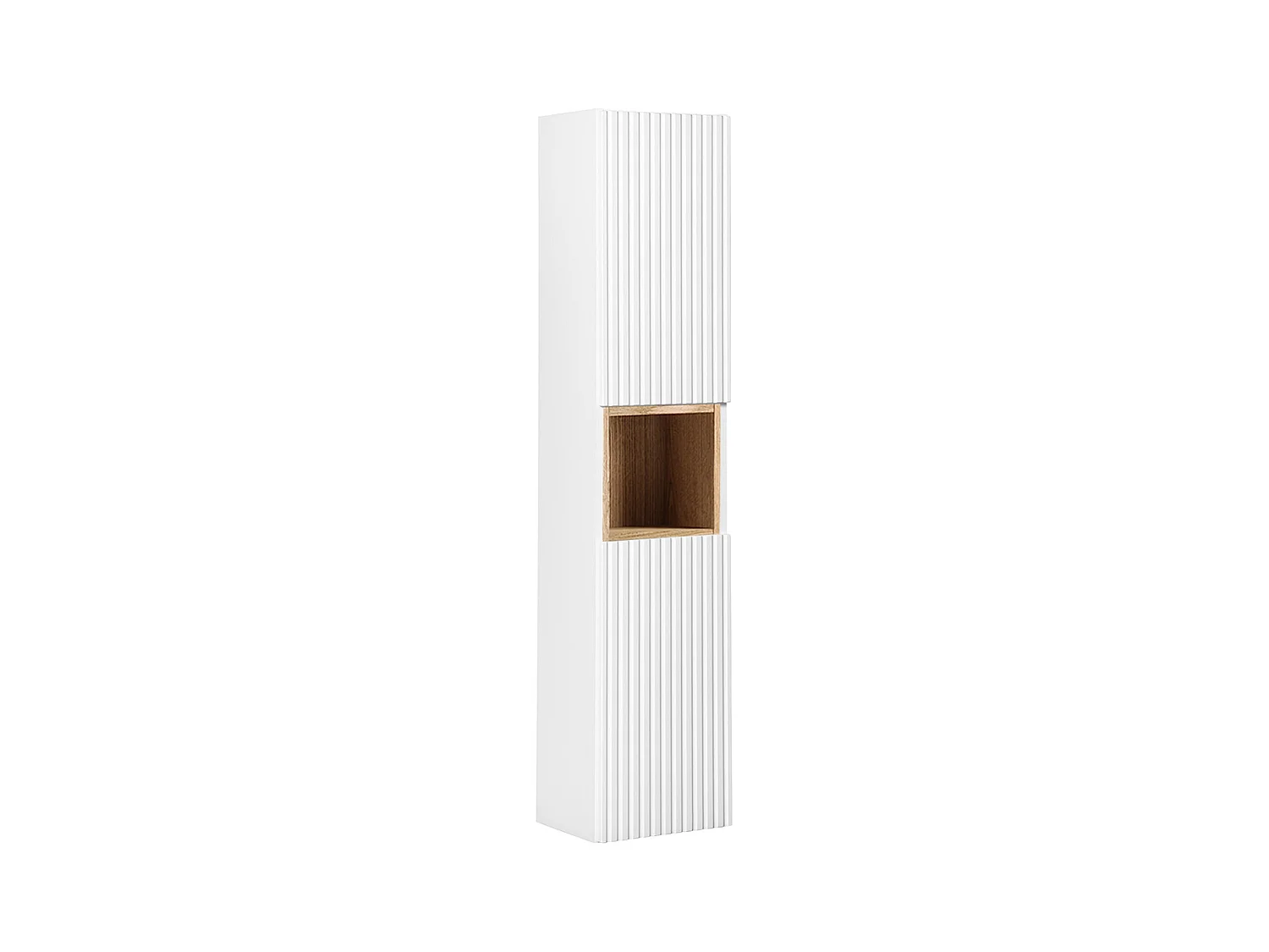 Colonne murale 2 portes 1 niche Riva Blanc et Bois