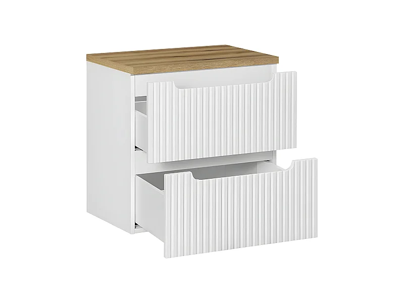 Wastafelonderbouw 60cm 2 laden Riva Wit en Hout badmeubel