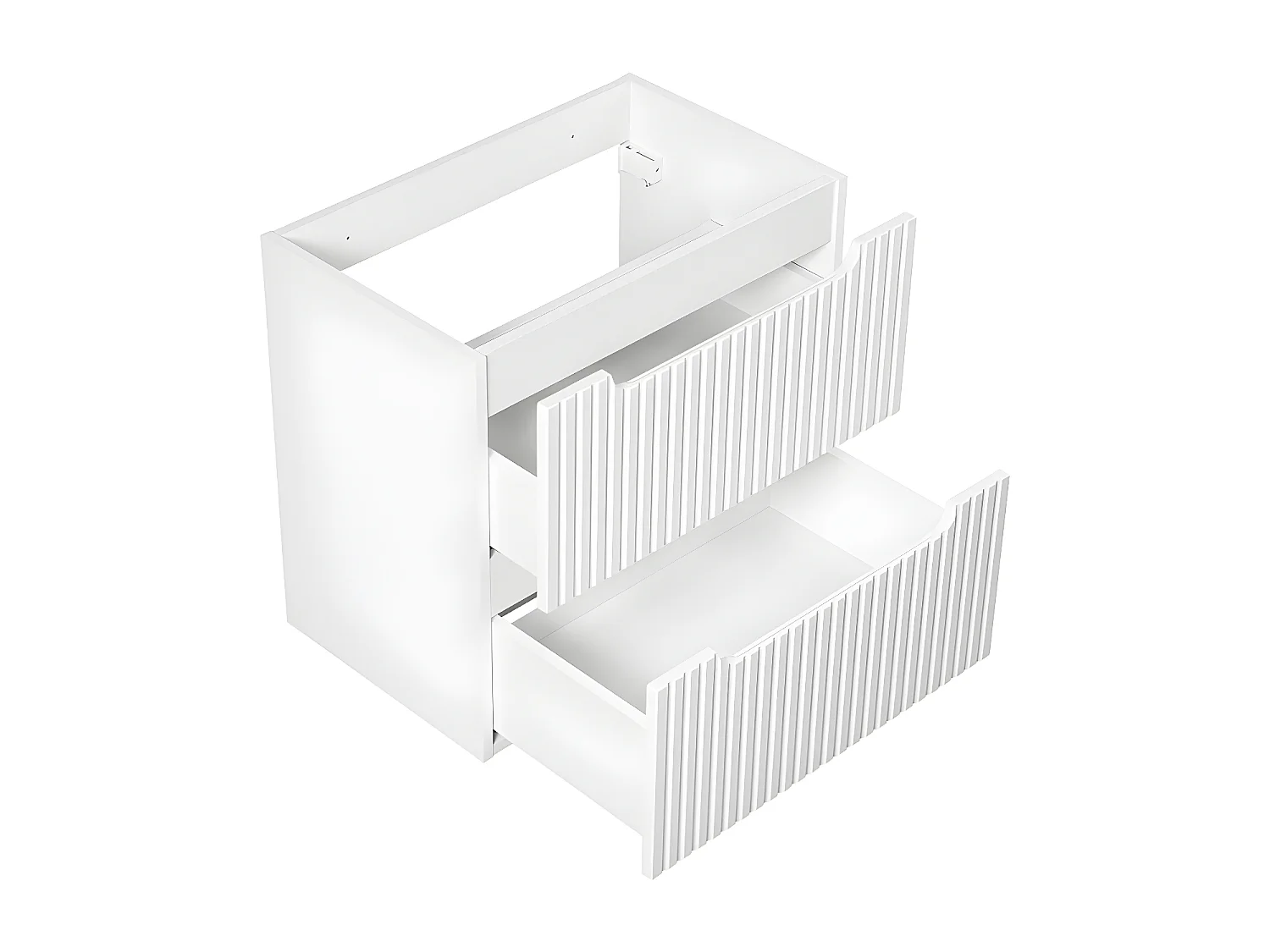 Meuble sous-vasque 60cm 2 tiroirs plan de toilette Riva Blanc et Bois