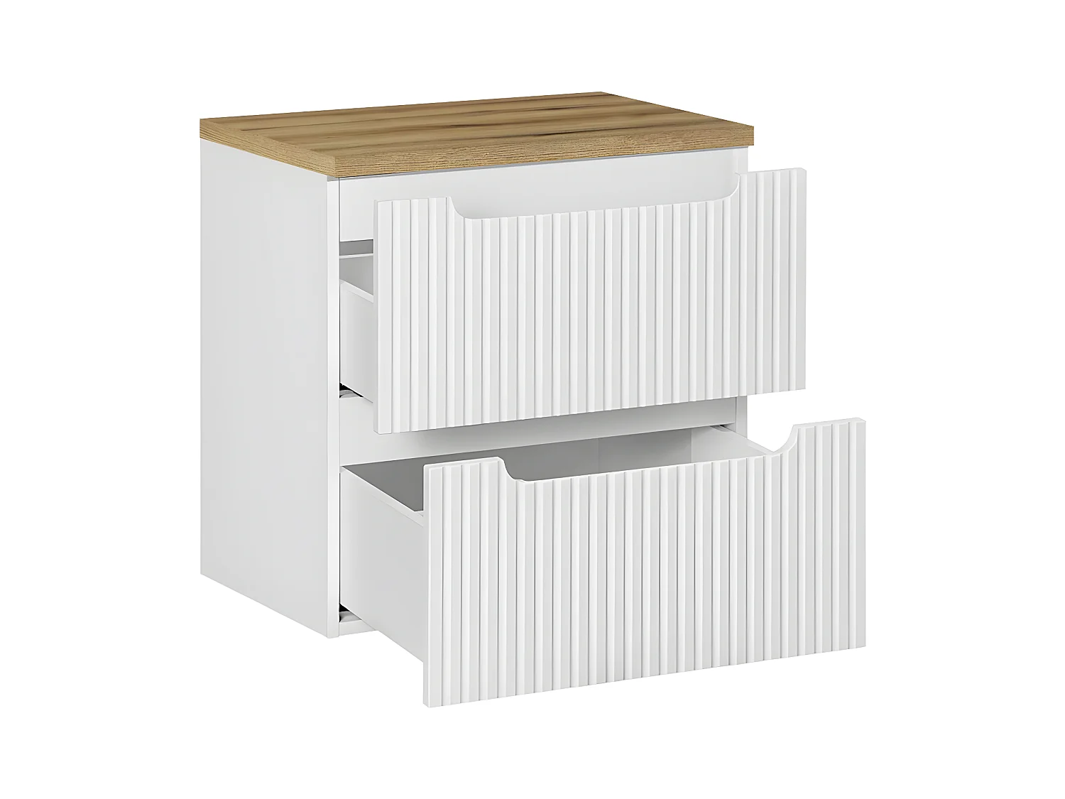 Mueble bajo lavabo 60cm 2 cajones encimera Riva Blanco y Madera