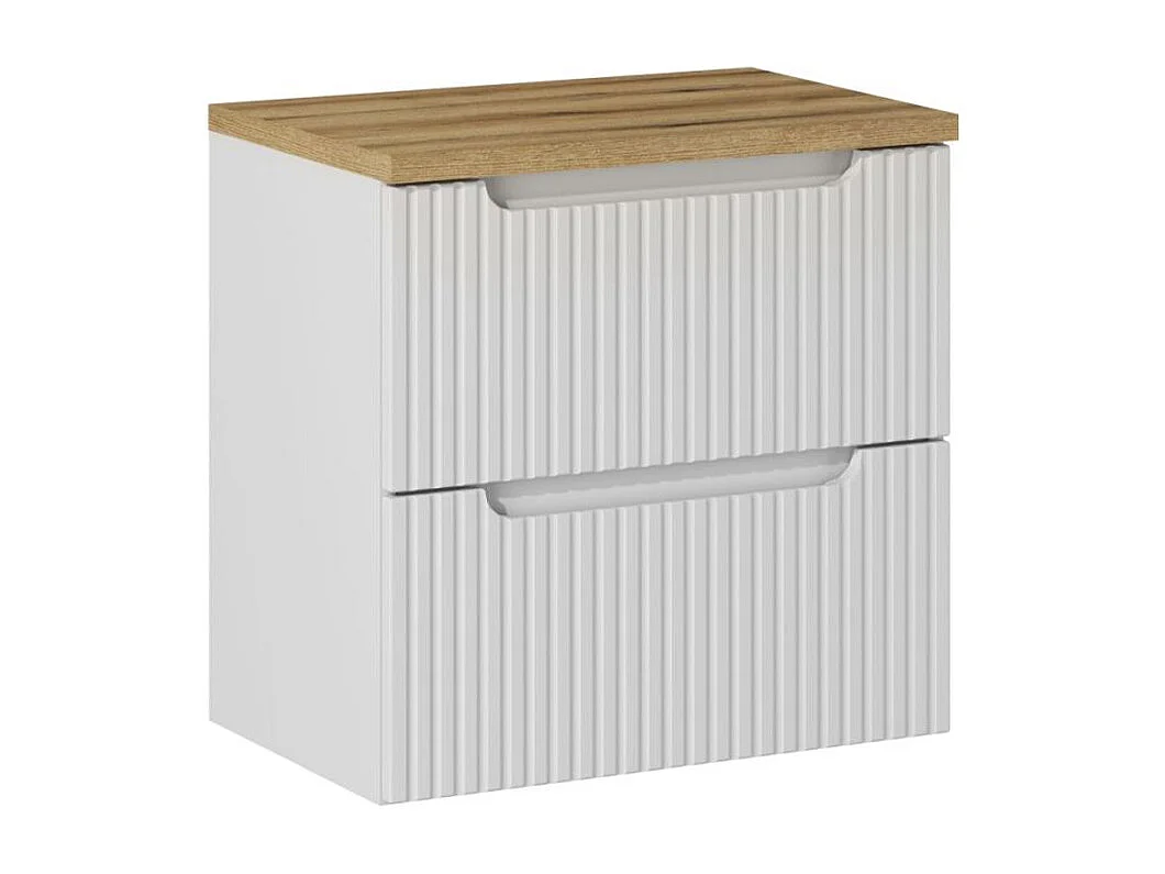 Meuble sous-vasque 60cm 2 tiroirs plan de toilette Riva Blanc et Bois