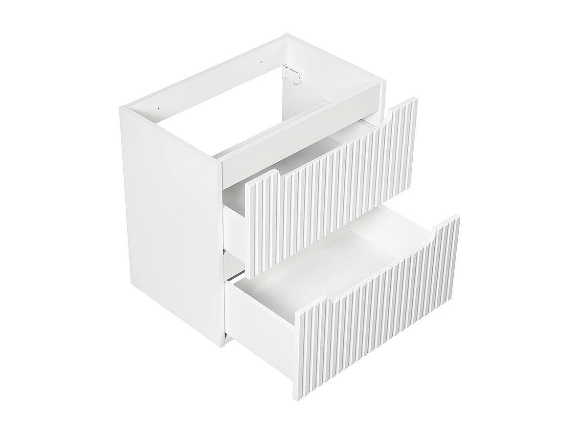Meuble sous-vasque 60cm 2 tiroirs plan de toilette Riva Blanc et Bois