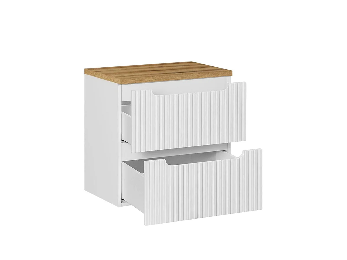Meuble sous-vasque 60cm 2 tiroirs plan de toilette Riva Blanc et Bois