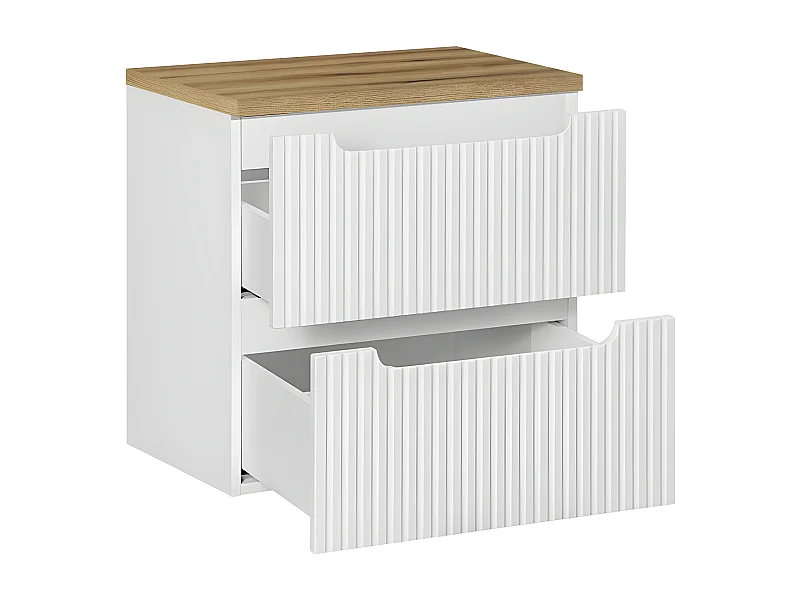 Mueble bajo lavabo 60cm 2 cajones encimera Riva Blanco y Madera