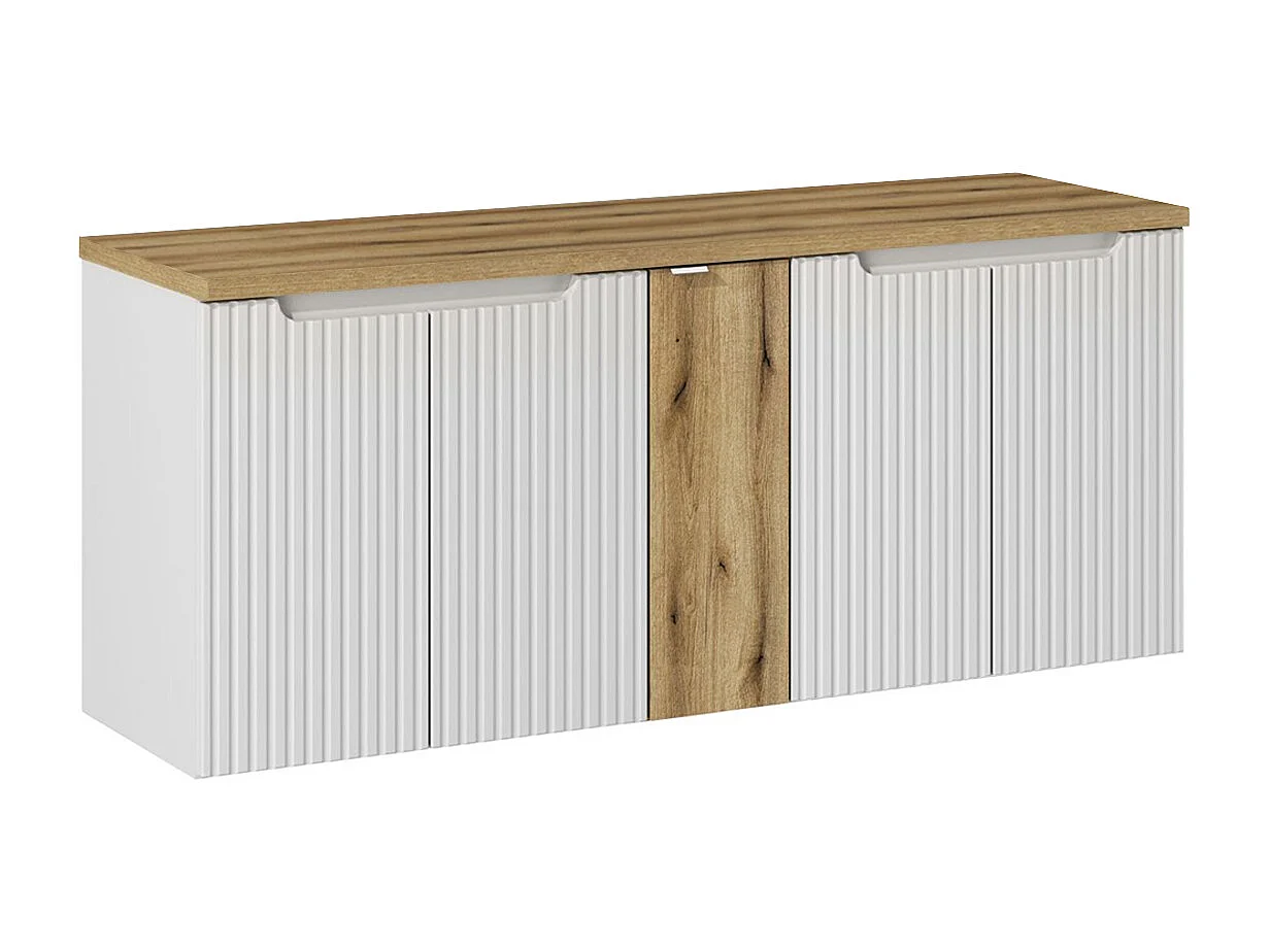 Riva Wit en Hout 5-deurs badmeubel 140cm