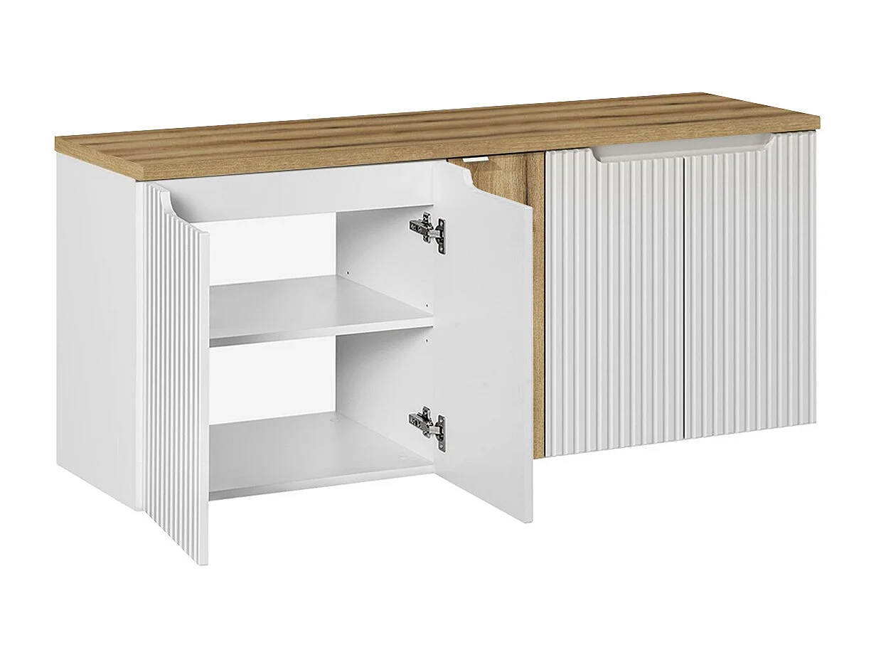 Riva Wit en Hout 5-deurs badmeubel 140cm