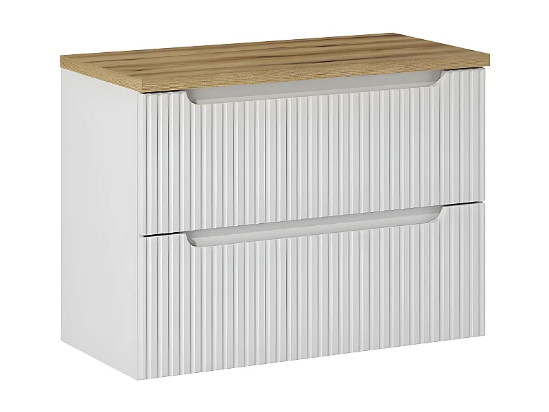 Mueble bajo lavabo 80cm 2 cajones encimera Riva Blanco y Madera
