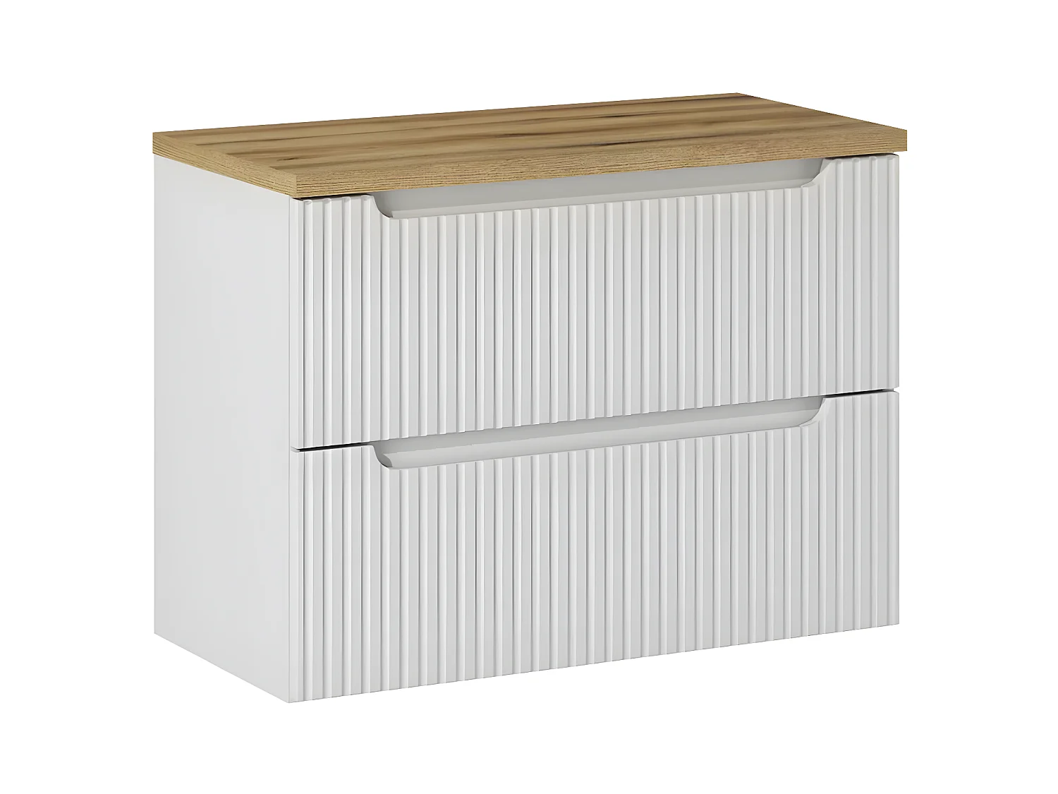 Meuble sous-vasque 80cm 2 tiroirs plan de toilette Riva Blanc et Bois