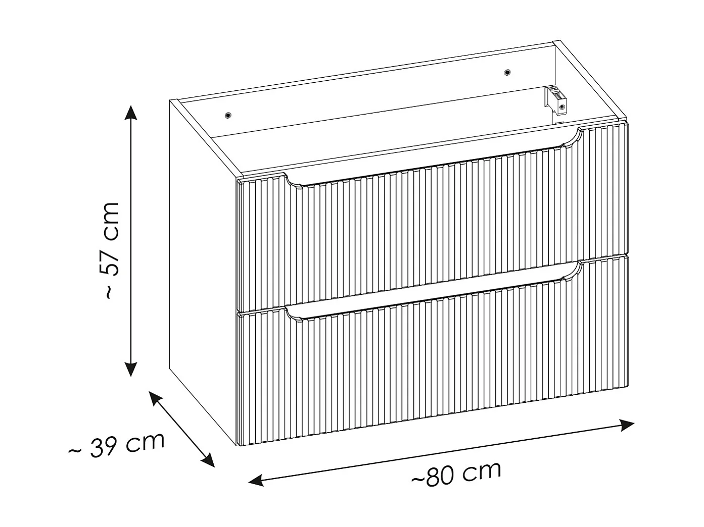 Tvättställsskåp 80cm 2 lådor Riva Vit och Trä underskåp
