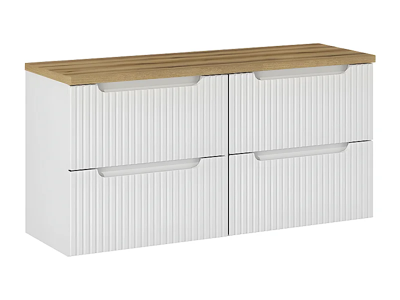 Meuble sous-vasque 120cm 4 tiroirs plan de toilette Riva Blanc et Bois