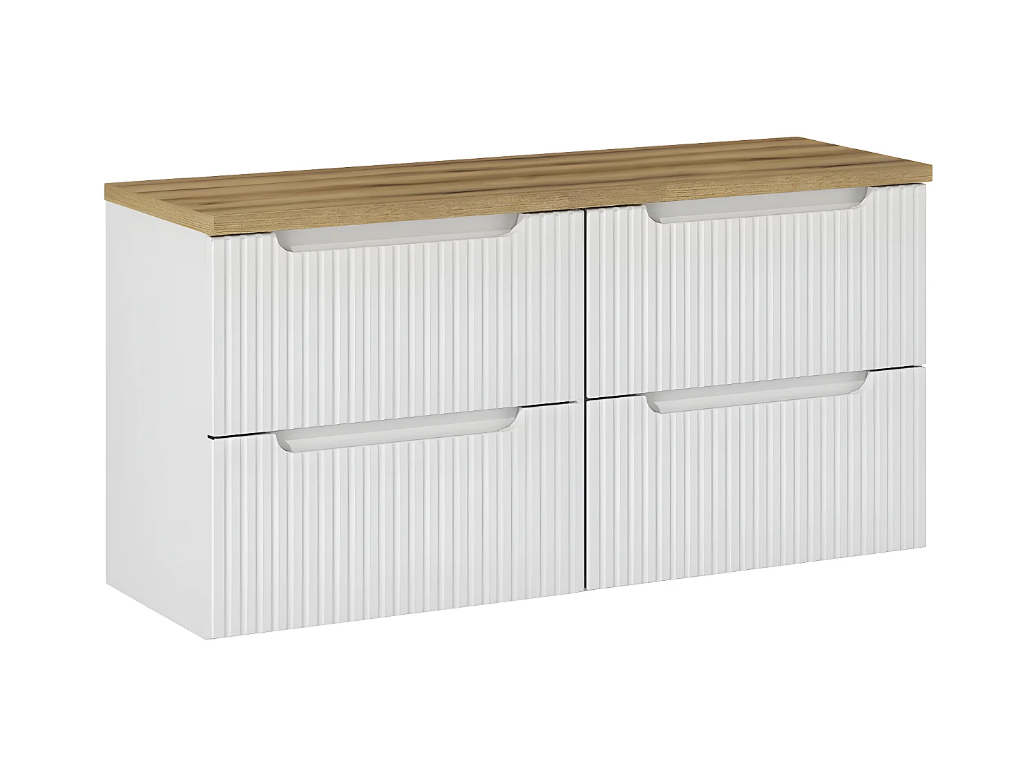 Meuble sous-vasque 120cm 4 tiroirs plan de toilette Riva Blanc et Bois