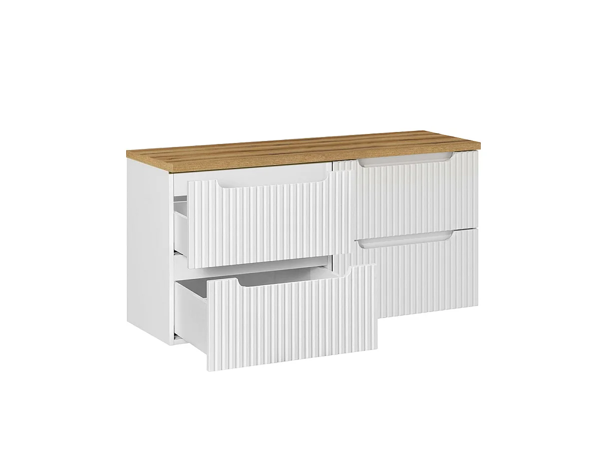 Meuble sous-vasque 120cm 4 tiroirs plan de toilette Riva Blanc et Bois