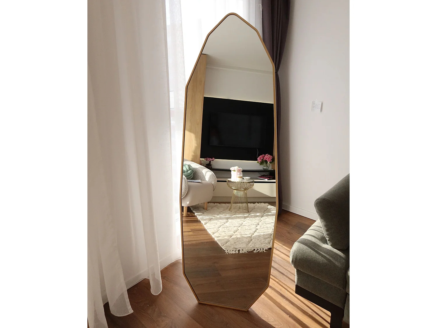 Miroir sur pied TARTAS 165 cm Métal Doré