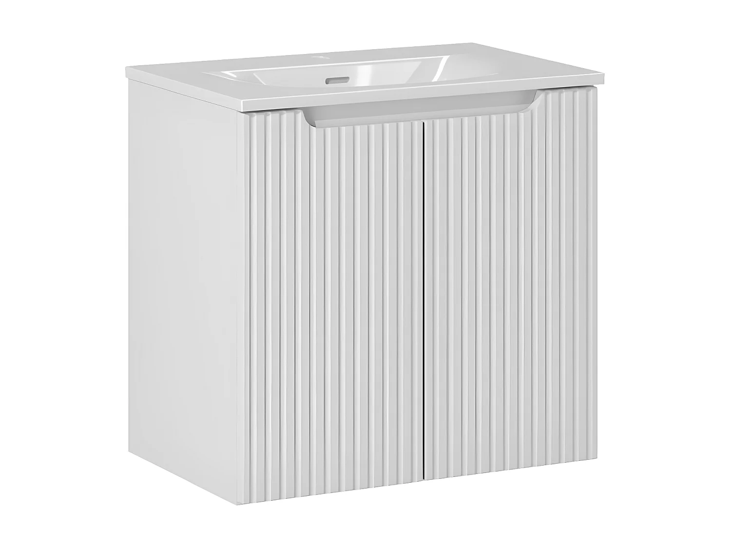 Meuble simple vasque encastrée 60cm 2 portes Riva Blanc