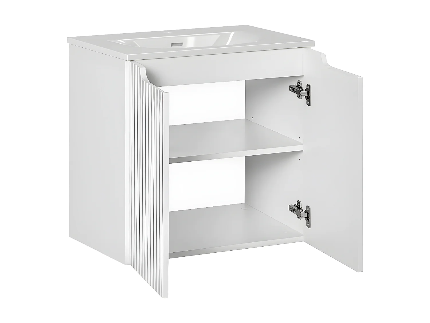 Meuble simple vasque encastrée 60cm 2 portes Riva Blanc