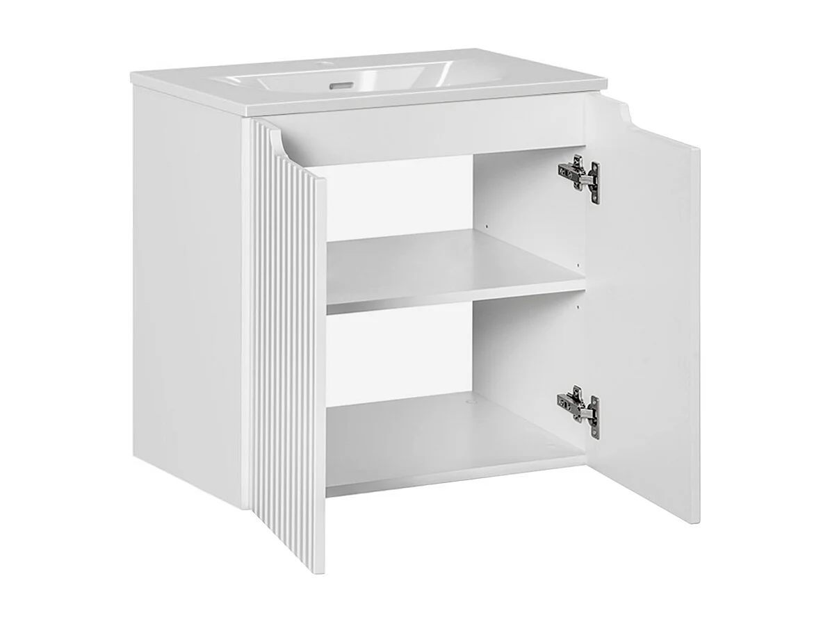 Enkelt håndvask 60 cm med 2 låger Riva White