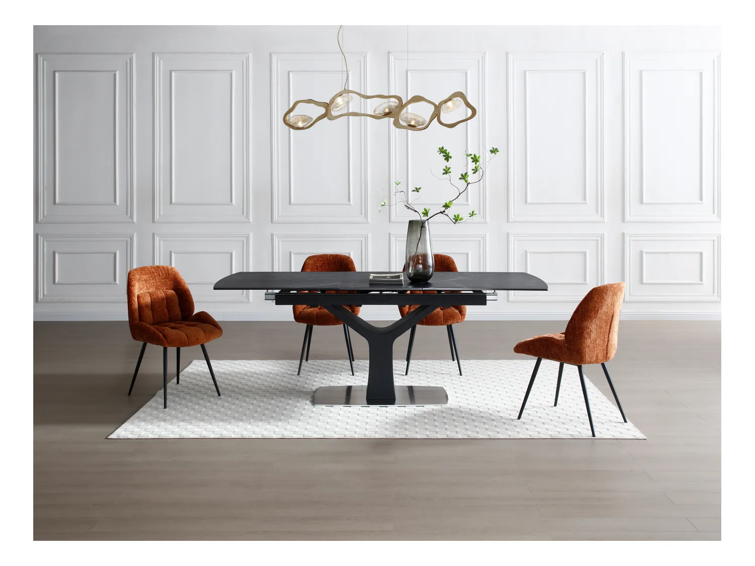 Lot de 6 chaises en tissu texturé et métal - Terracotta - LIONIZA de Maison Céphy