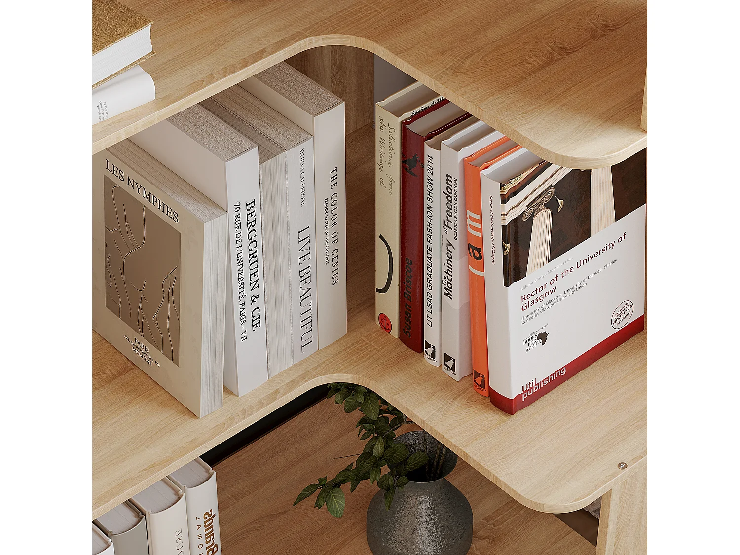 Étagère large Bibliothèque d'angle à 6 étages Salon Chambre Bois 40x39.99x160cm