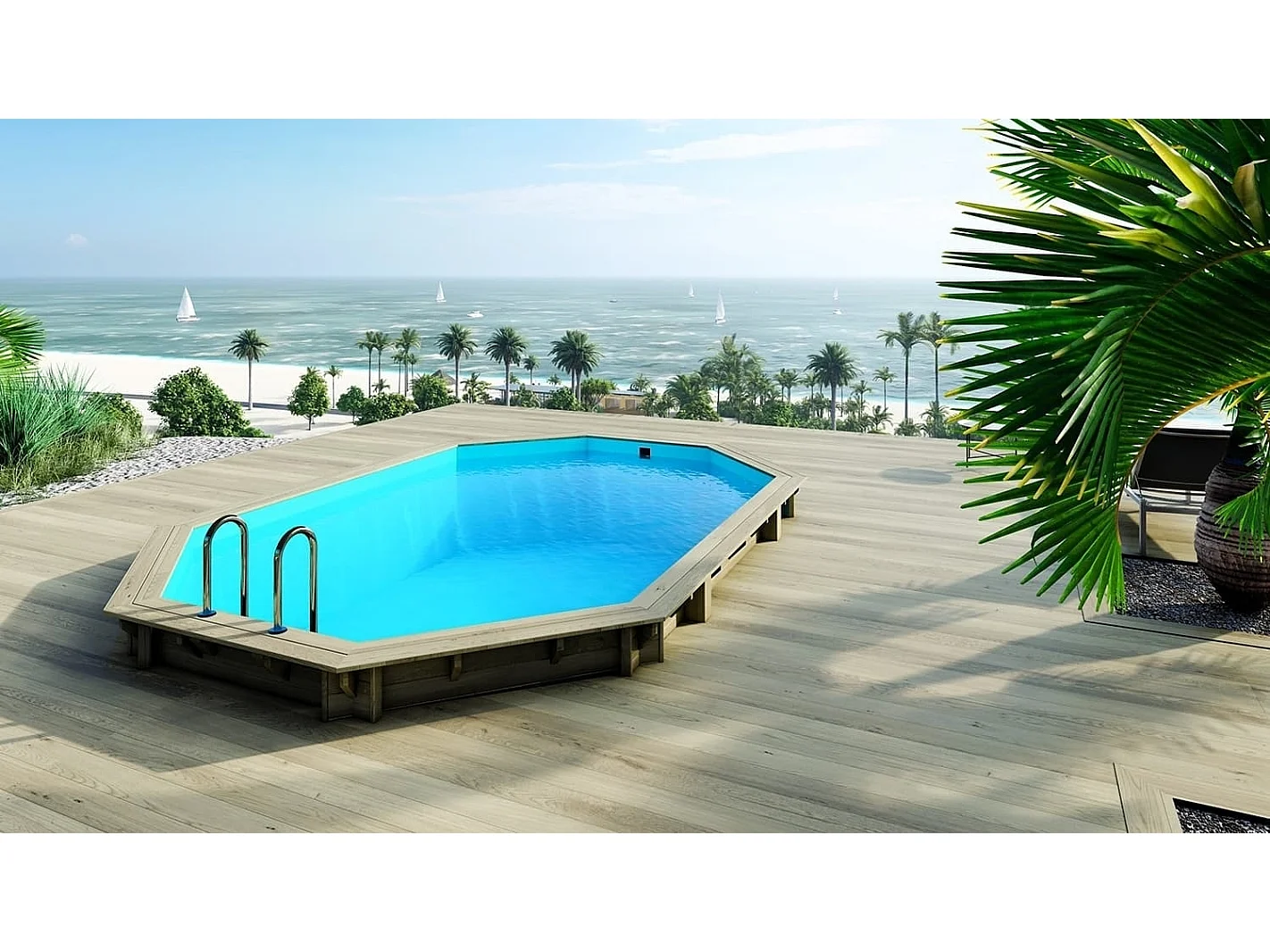 Piscine en bois 6,57x4,57 - H.1,31 m - avec filtration et coffre - BAS749OSPI+SZA - ALTANKA