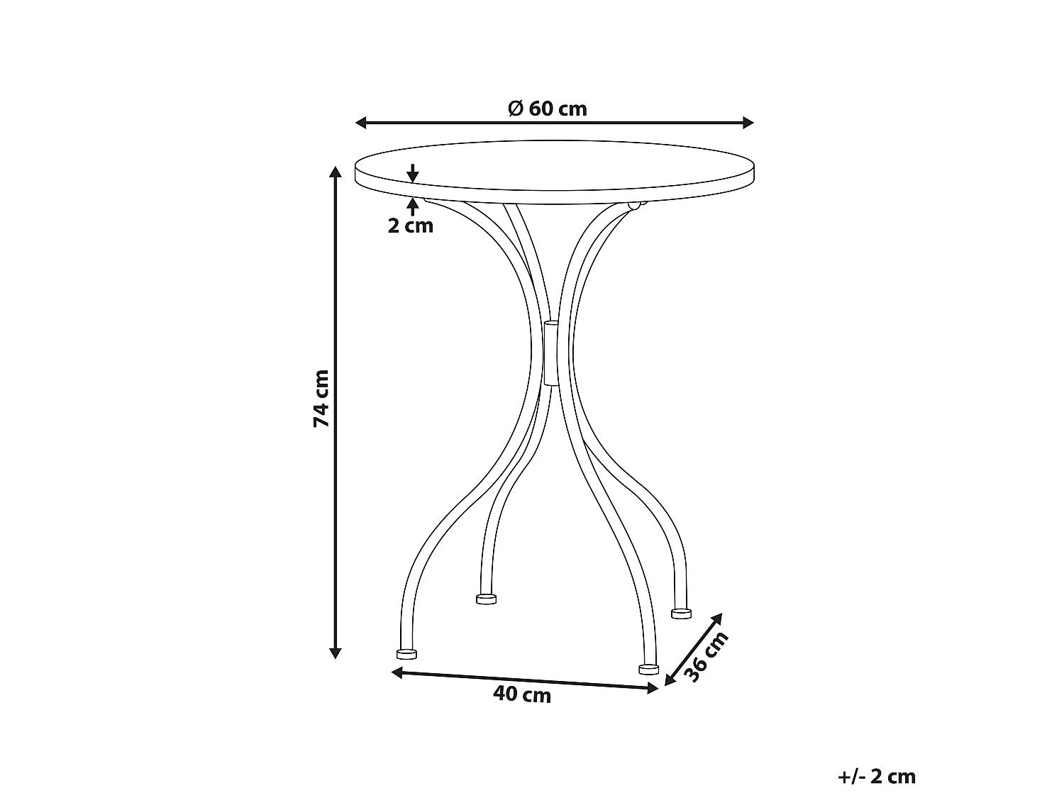 Table bistrot CASARIO 60 cm 60 cm Noir