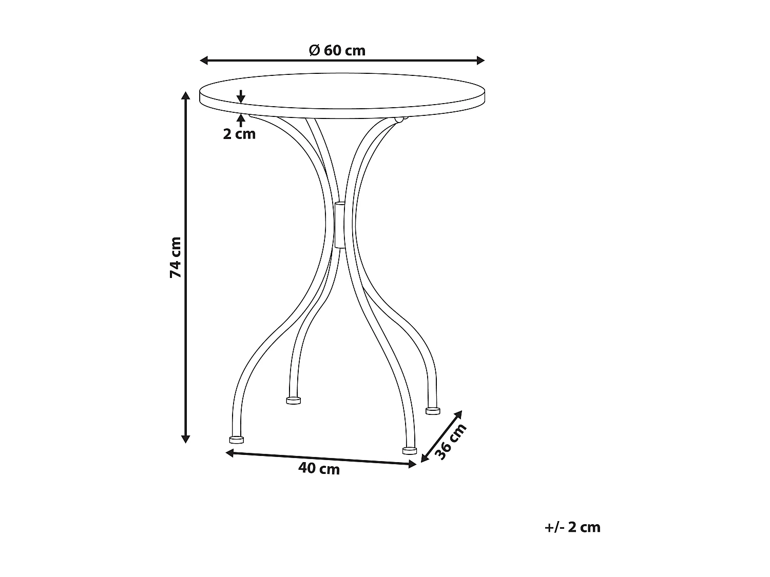 Table bistrot SPELLO 60 cm 60 cm Blanc