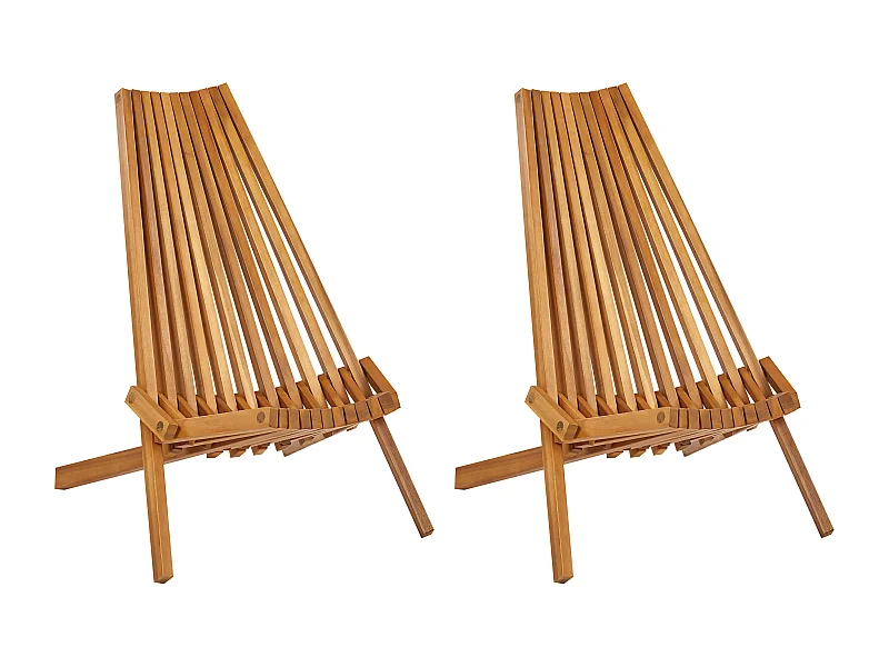 Gartenstuhl 2er Set Akazienholz hellbraun Latten-Optik zusammenklappbar Bellano