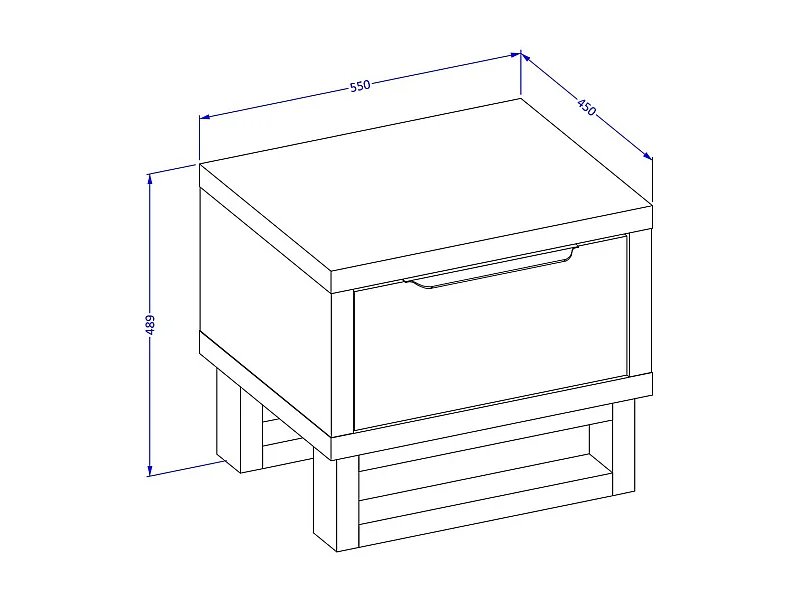 Nachttisch im Industriestil mit einer großen Schublade, Kollektion MILOS. Farbe rohe Eiche.