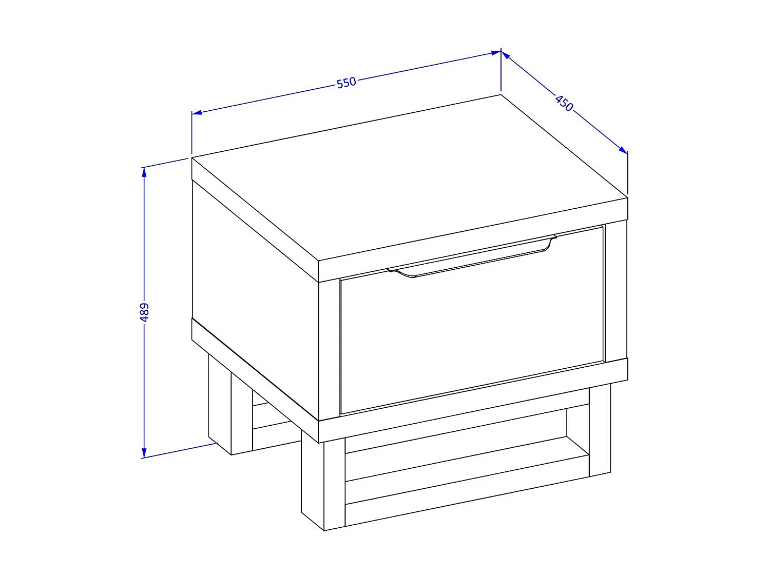Table de chevet style industriel avec un grand tiroir collection MILOS. Coloris chêne brut.
