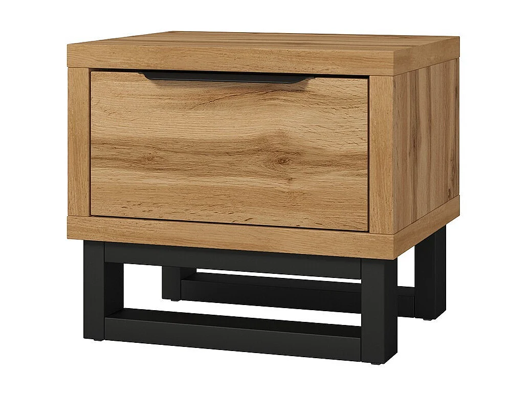Table de chevet style industriel avec un grand tiroir collection MILOS. Coloris chêne brut.