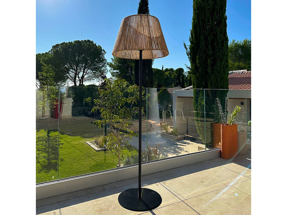 Lampadaire sans fil TALL RAFFY Marron Corde H170 cm