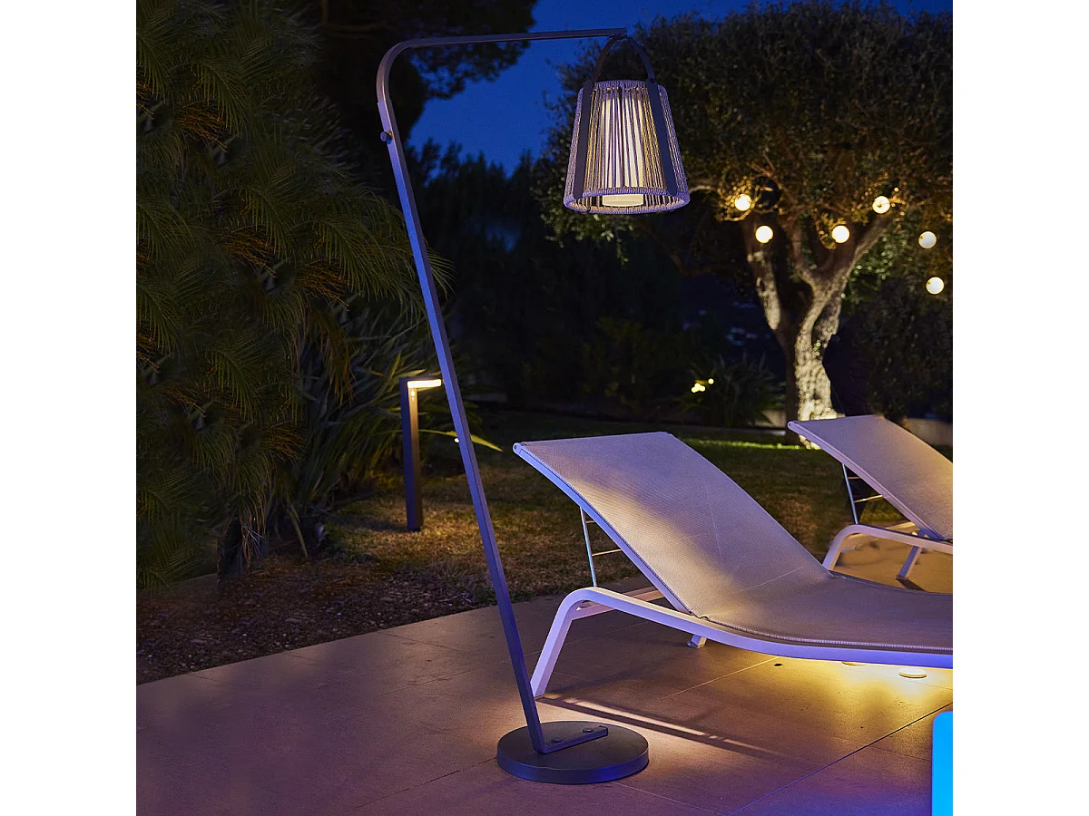 Lampadaire solaire RAYGLOW en corde H176cm