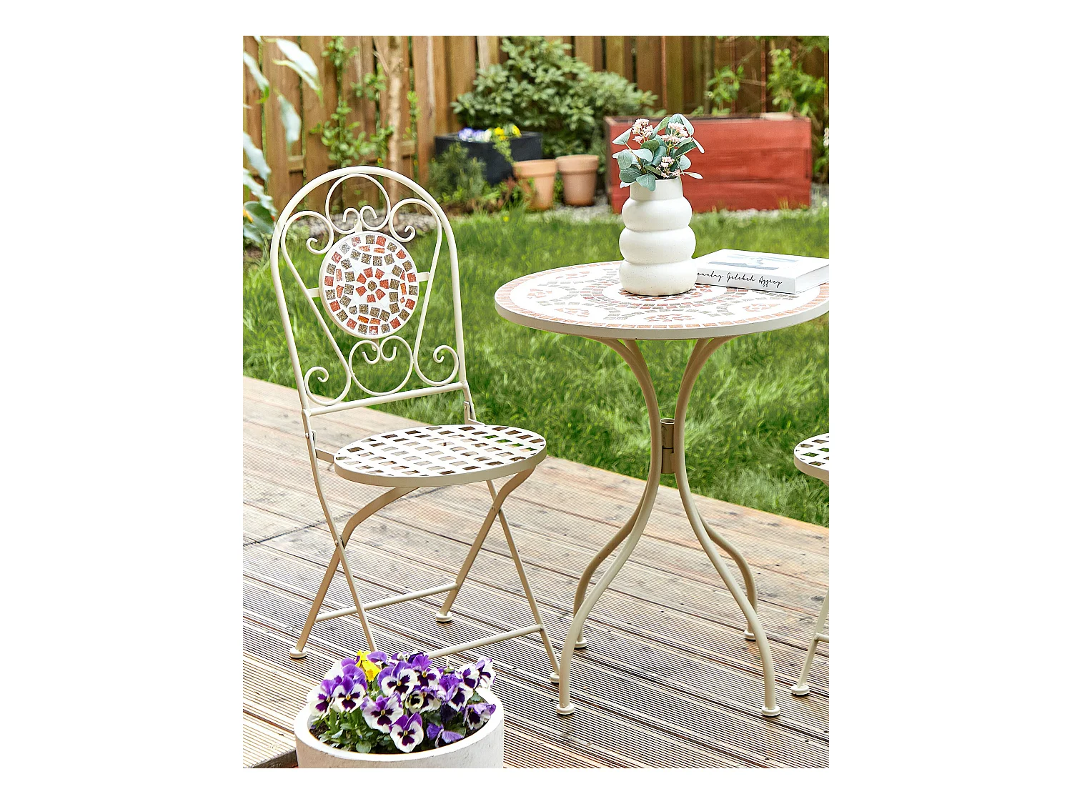 Gartenstuhl 2er Set SPELLO Metall Weiss