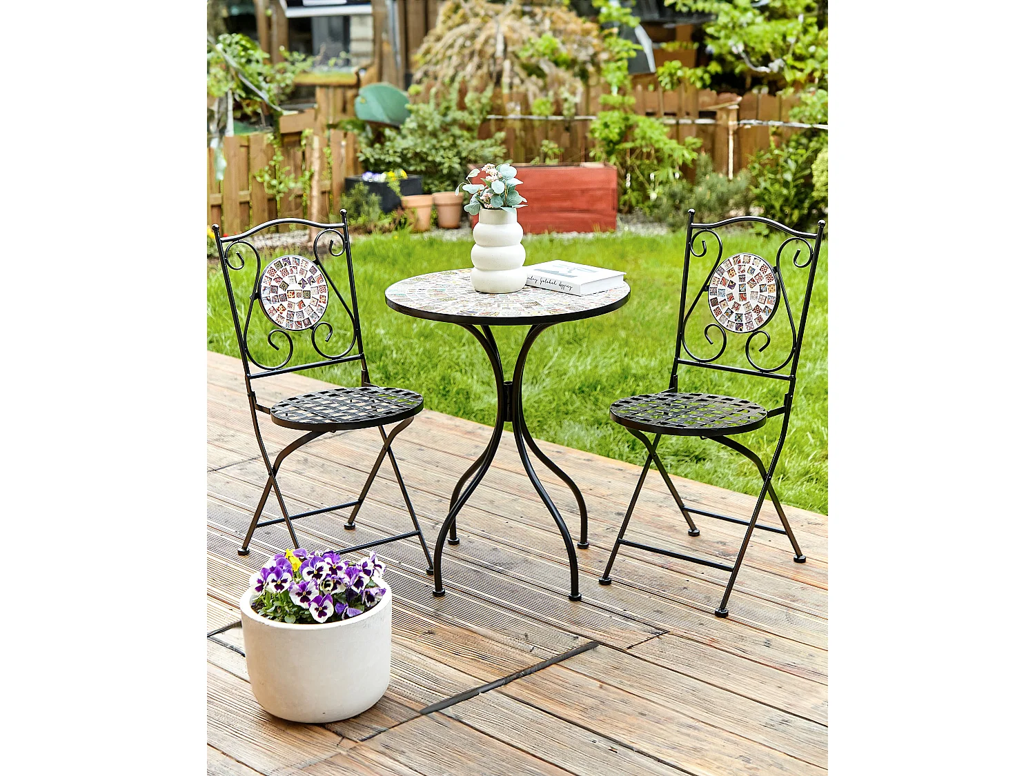 Lot de 2 chaises de jardin CASARIO Métal Noir
