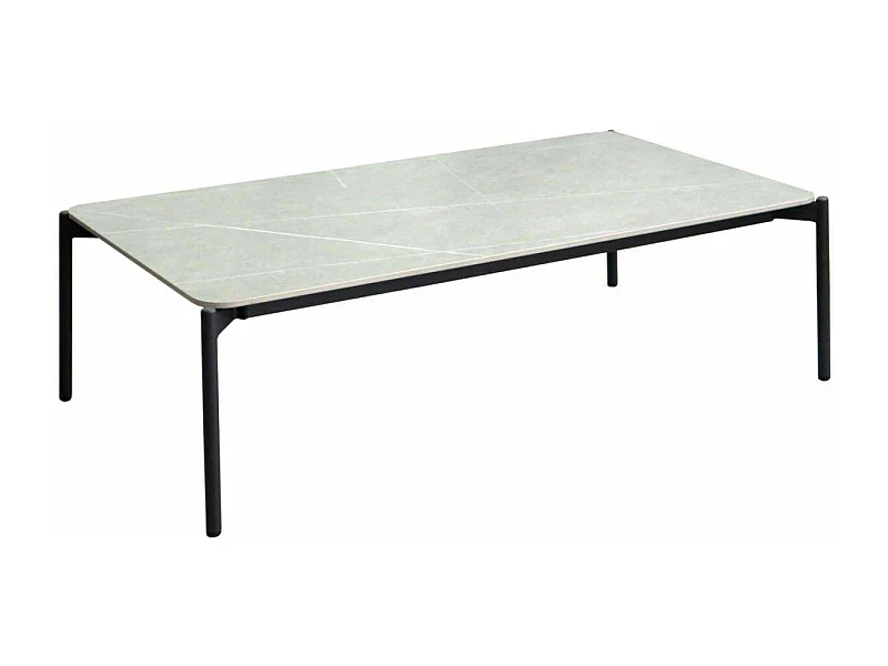 Table basse de jardin plateau céramique Ambiance Graphite et gris