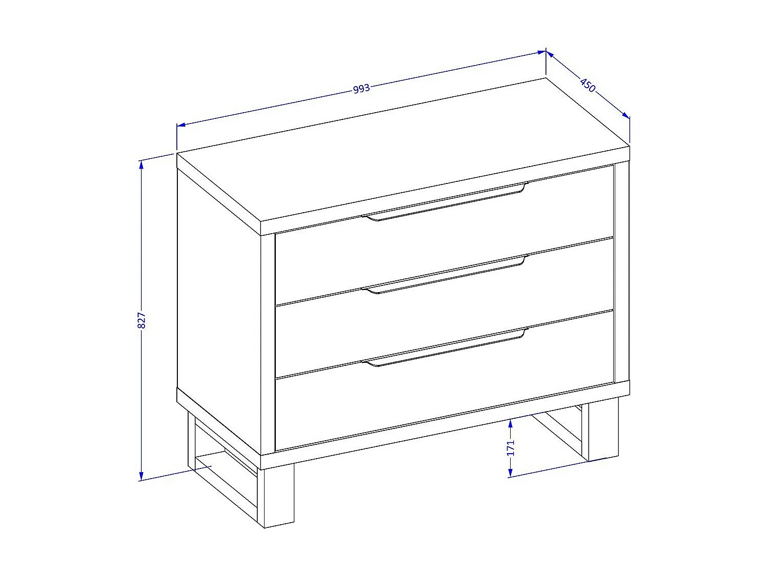 Commode MILOS – 3 laden industriële stijl ruw eiken en zwart