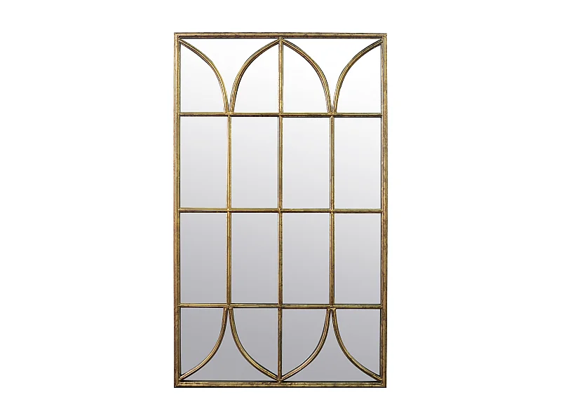 Miroir fenêtre en métal doré 65x110cm