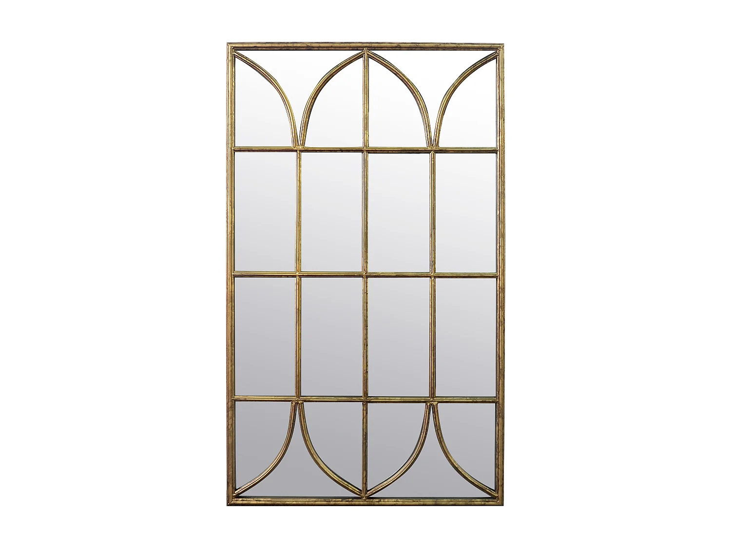 Miroir fenêtre en métal doré 65x110cm