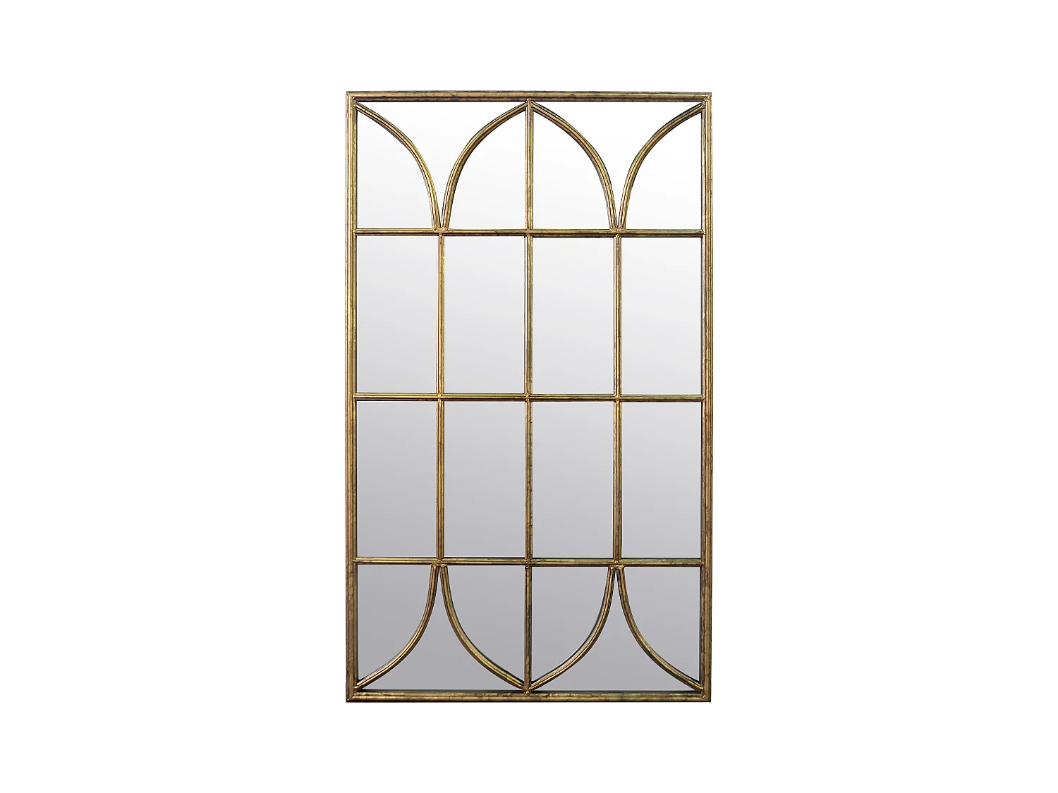 Miroir fenêtre en métal doré 65x110cm