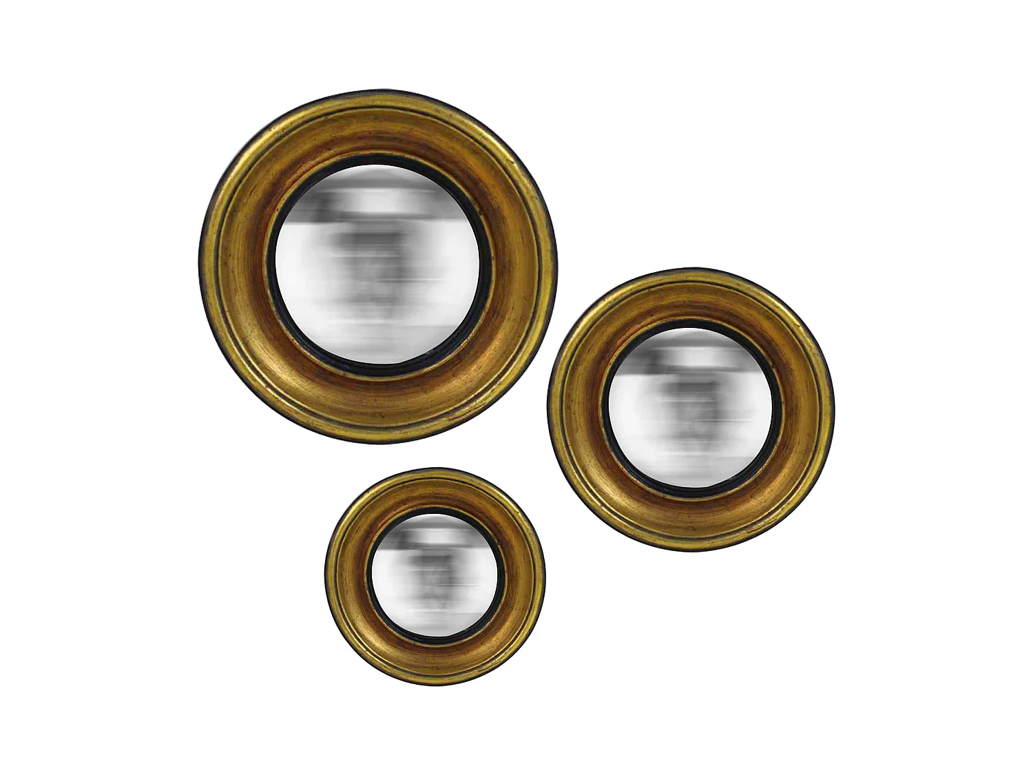 Lot de 3 miroirs ronds convexes noirs 16, 19, 23cm