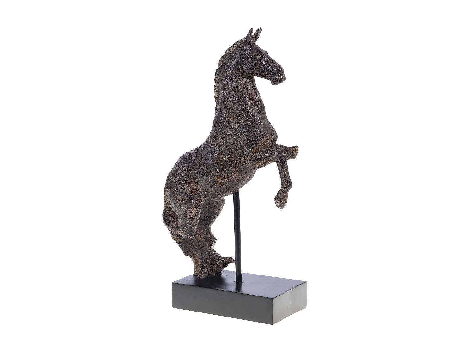 Cheval rustique cabre sur socle