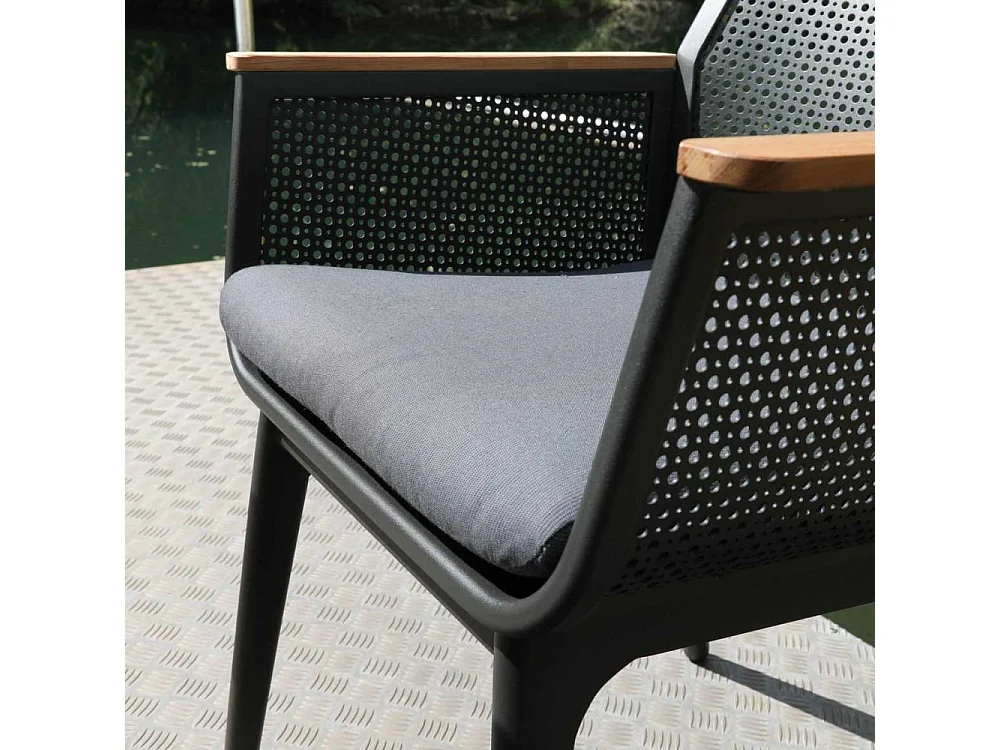 Fauteuil de jardin en aluminium monobloc Maestro Blanc et Graphite