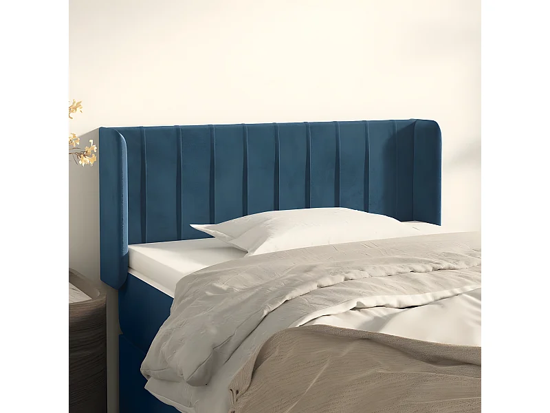 Tête de lit avec oreilles Bleu Foncé 83x16x78/88 cm Velours
