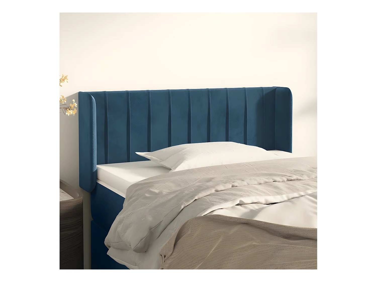Tête de lit avec oreilles Bleu Foncé 83x16x78/88 cm Velours