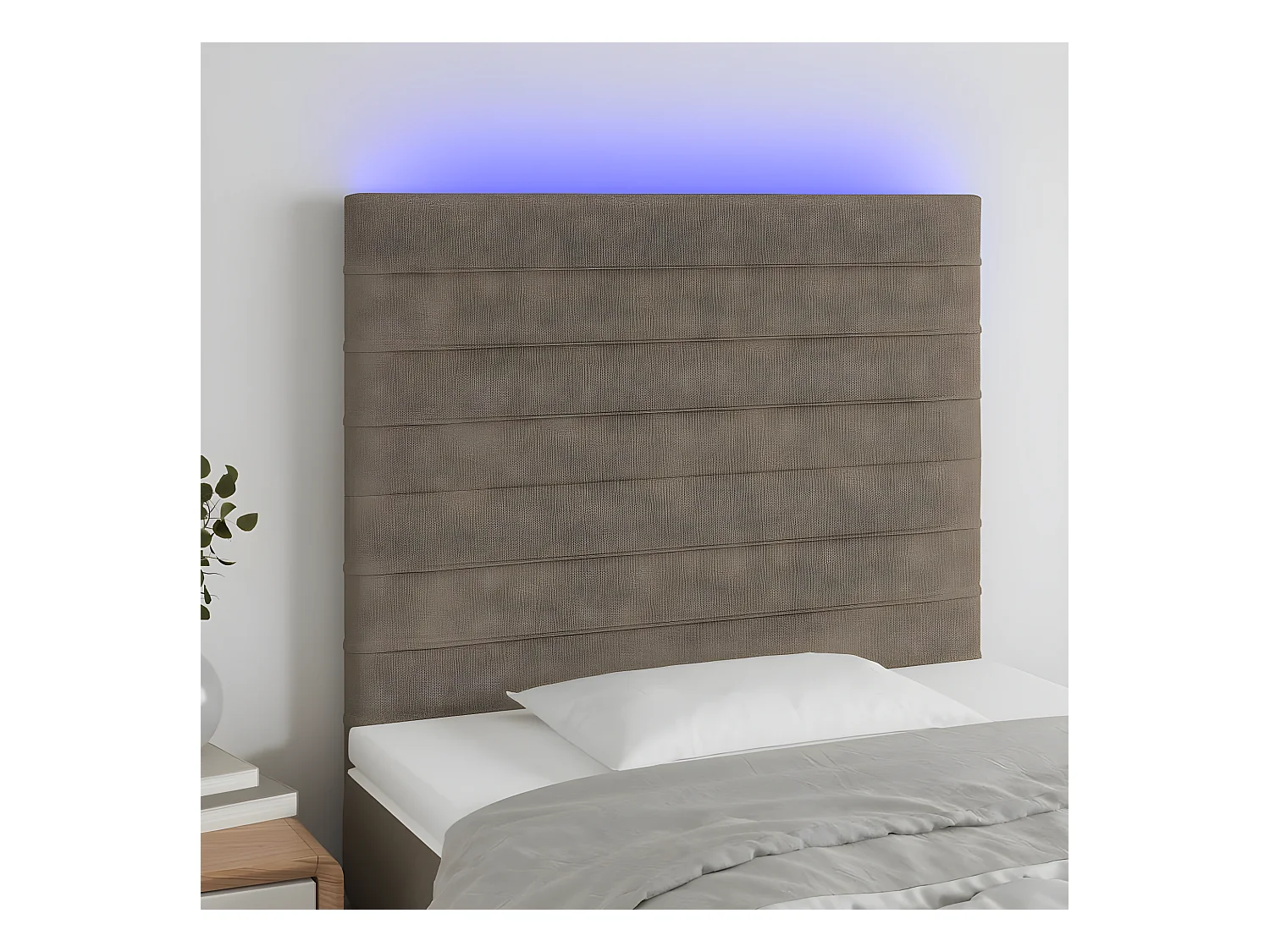 Tête de lit à LED Taupe 80x5x118/128 cm Tissu