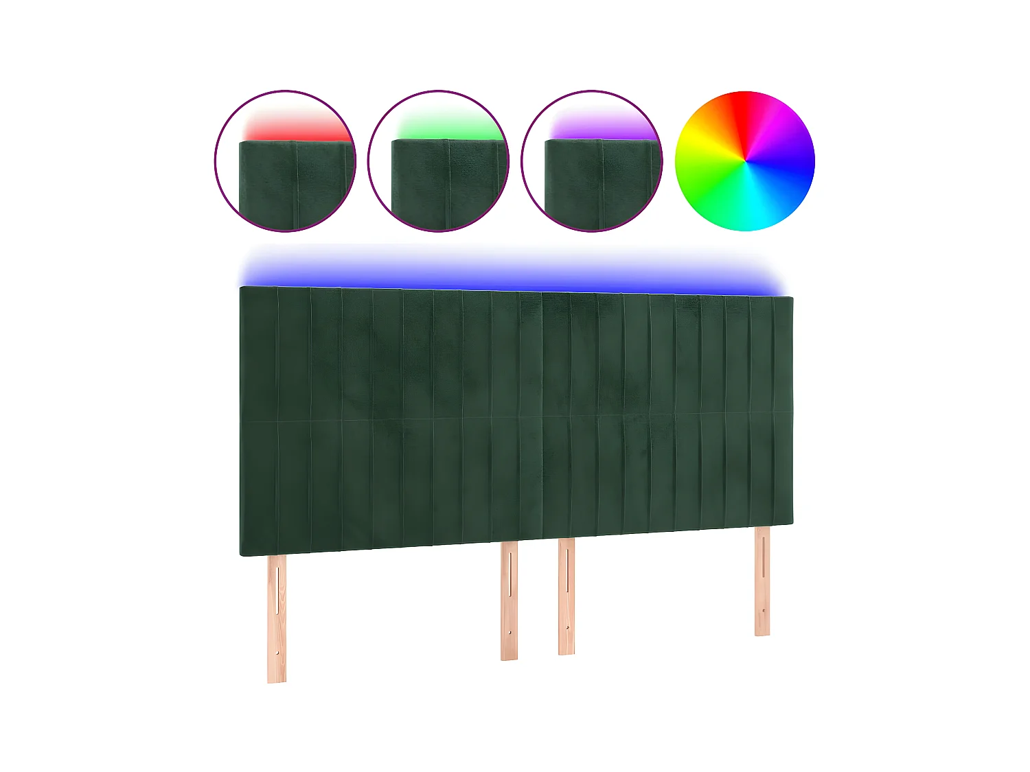Tête de lit à LED Vert foncé 180x5x118/128 cm Velours