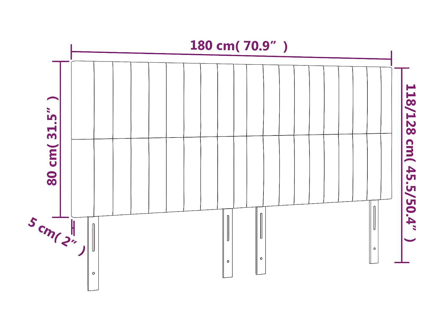 Cabecero con luces LED terciopelo verde oscuro 180x5x118/128 cm