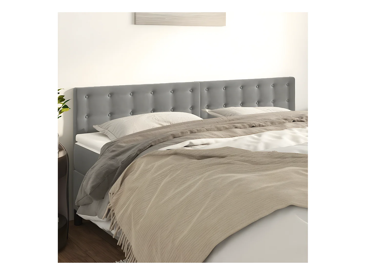 Têtes de lit 2 pièces Gris clair 90x5x78/88 cm Velours